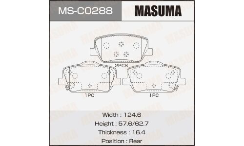 Колодки тормозные дисковые Masuma, задние, комплект на ось (4 шт), арт. MS-C0288