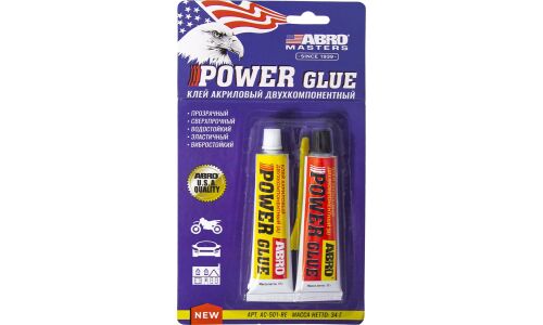 Клей акриловый ABRO Masters Power Glue, двухкомпонентный, многоцелевой, водостойкий, туба 17+17г, арт. AC-501-RE