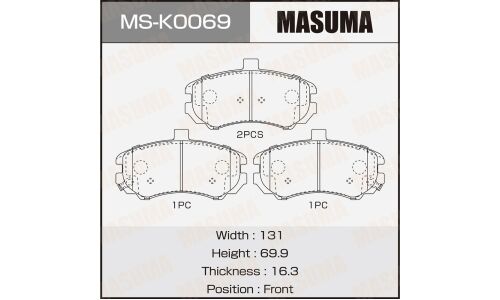Колодки тормозные дисковые Masuma, передние, комплект на ось (4 шт), арт. MS-K0069