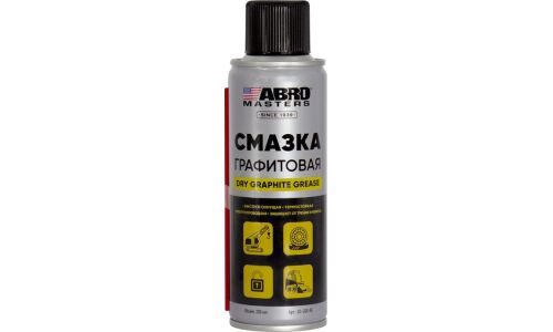 Смазка аэрозольная ABRO Masters Dry Graphite Grease, графитовая, многоцелевая, термостойкая (до +455°C), баллон 200мл, арт.