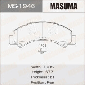 Колодки тормозные дисковые Masuma, задние, комплект на ось (4 шт), арт. MS-1946