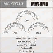 Колодки тормозные барабанные Masuma, комплект на ось (4 шт), арт. MK-K3013