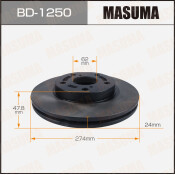 Диск тормозной Masuma, передний, правый/левый, для Toyota Mark II, 1 шт, арт. BD-1250