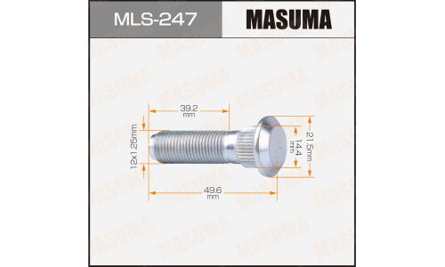 Шпилька колесная Masuma MLS-247, для Nissan, Infiniti, Subaru, M12x1.25(R), длина 49.6мм, арт. MLS-247