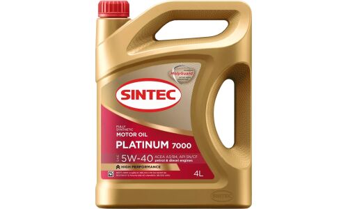 Масло моторное Sintec Platinum 7000 5w40, синтетическое, API SN/CF, ACEA A3/B4, универсальное, 4л, арт. 600139