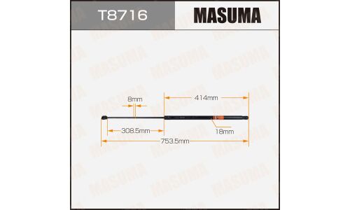 Упор газовый багажника MASUMA, L=753.5mm (1/40)