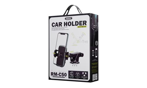 Держатель для телефона Remax Car Holder, на лобовое стекло/торпедо (присоска), поворотный, чёрный, арт. RM-C50