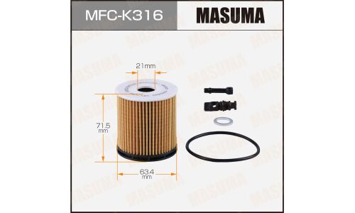 Масляный фильтр вставка MASUMA для SANTA FE IV / TUCSON / ELANTRA VII / KONA / i20 III / SPORTAGE V / SORENTO IV, двигатель 1.6L, 2020+