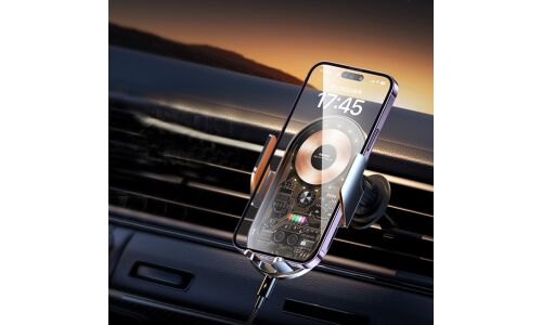 Держатель для телефона Remax CarHolder Wireless Charging, в дефлектор, поворотный, с функцией беспроводной зарядки (15Вт, Lightning), чёрный, арт. RM-C17