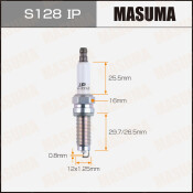 Свеча зажигания Masuma Iridium+Platinum с иридиевым/платиновым электродом, арт. S128IP