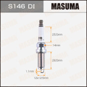 Свеча зажигания Masuma Double Iridium с иридиевым электродом, арт. S146DI