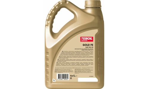 Масло моторное Teboil Gold FE 5w30, синтетическое, API SP RC, ILSAC GF-6A, для бензинового двигателя, 4л, арт. 3470594