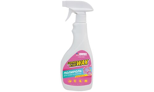 Полироль салона ABRO Masters Leather & Tire Wax, для кожи, резины, винила и пластика, с защитой от УФ-лучей, с ароматом бабл гам, бутылка с триггером 500мл, арт. LTC-500-BG-AM