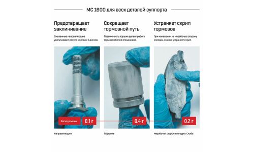 Смазка пластичная ВМПАвто МС 1600 для суппортов, термостойкая, антикоррозийная, туба 30г, арт. 1507