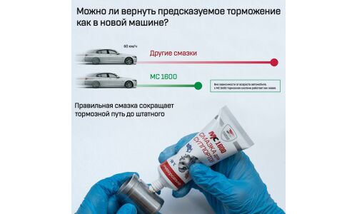 Смазка пластичная ВМПАвто МС 1600 для суппортов, термостойкая, антикоррозийная, туба 30г, арт. 1507