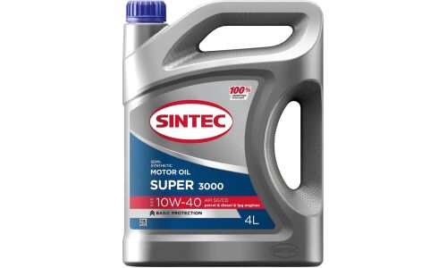 Масло моторное Sintec Super 3000 10w40, полусинтетическое, API SG/CD, универсальное, 4л, арт. 600240