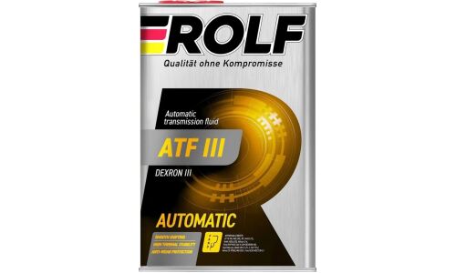 Масло трансмиссионное Rolf ATF III, минеральное, GM Dexron IIIG, для АКПП и ГУР, 4л, арт. 322245