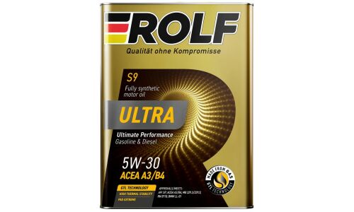 Масло моторное Rolf Ultra 5w30, синтетическое, API SP, ACEA A3/B4, универсальное, 4л, арт. 323105