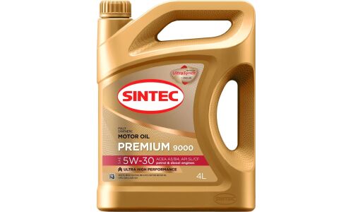 Масло моторное Sintec Premium 9000 5w30, синтетическое, API SL/CF, ACEA A3/B4, универсальное, 4л, арт. 600103