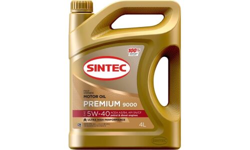 Масло моторное Sintec Premium 9000 5w40, синтетическое, API SL/CF, ACEA A3/B4, универсальное, 4л, арт. 600107