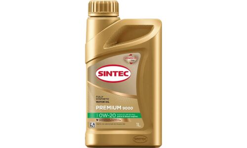 Масло моторное Sintec Premium 9000 0w20, синтетическое, API SN+, ACEA C5, для бензинового двигателя, 1л, арт. 600134