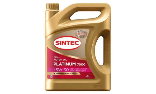 Масло моторное Sintec Platinum 7000 5w30, синтетическое, API SL/CF, ACEA A5/B5, универсальное, 4л, арт. 600158