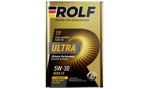 Масло моторное Rolf Ultra 5w30, синтетическое, API SN/CF, ACEA C3, универсальное, 1л, арт. 322935