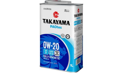 Масло моторное Takayama PAOtec 0w20, синтетическое, API SP, ILSAC GF-6A, для бензинового двигателя, 1л, арт. 100445