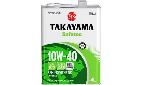 Масло моторное Takayama Safetec 10w40, полусинтетическое, API SN/CF, ACEA A3/B4, универсальное, 4л, арт. 6056034