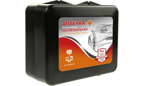 Аптечка автомобильная Виталфарм Дорожная Медицина, в пластиковом футляре, соответствует требованиям ГИБДД, состав 2024, арт. 54054