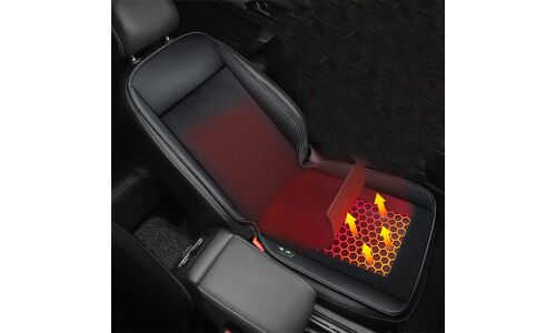 Накидка с подогревом Carfort Sun, для передних сидений, велюр/кожа, черная, арт. SU2050