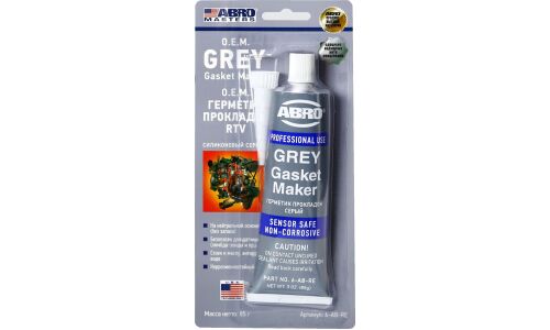 Герметик-прокладка ABRO Masters OEM Grey Gasket Maker, силиконовый, корозионностойкий, серый, без запаха, туба 85г, арт. 6-АВ-RE