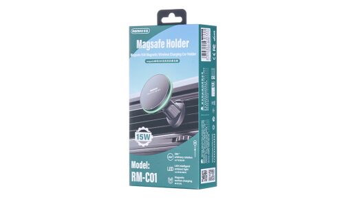 Держатель для телефона Remax Magsafe Holder Magnetic, в дефлектор, магнитный, поворотный, с беспроводной зарядкой 15Вт, арт. RM-C01