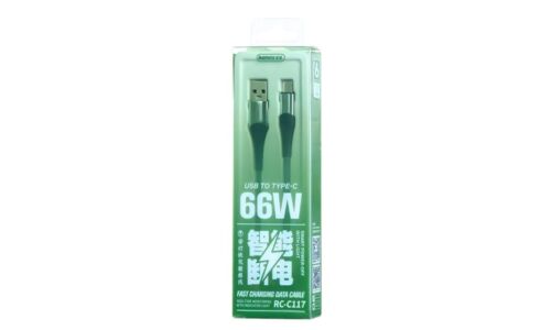 Кабель для мобильных устройств Remax Fast Charging Data Cable 66W, с индикатором, с USB на USB Type-C, 6А, 1.2м, серый, арт. RC-C117