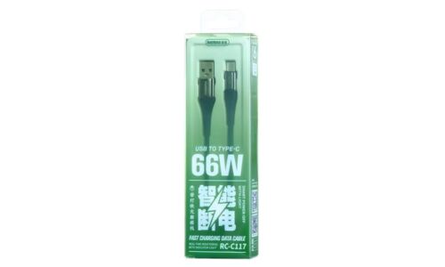 Кабель для мобильных устройств Remax Fast Charging Data Cable 66W, с индикатором, с USB на USB Type-C, 6А, 1.2м, синий, арт. RC-C117