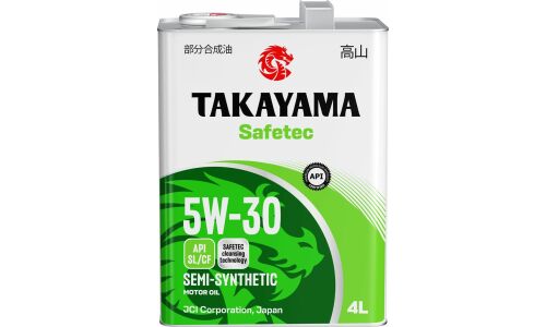 Масло моторное Takayama Safetec 5w30, полусинтетическое, API SL/CF, универсальное, 4л, арт. 6056088
