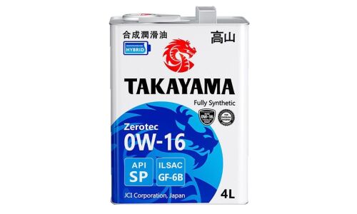 Масло моторное Takayama Zerotec 0w16, синтетическое, API SP, ILSAC GF-6В, для бензинового двигателя, 4л, арт. 605597