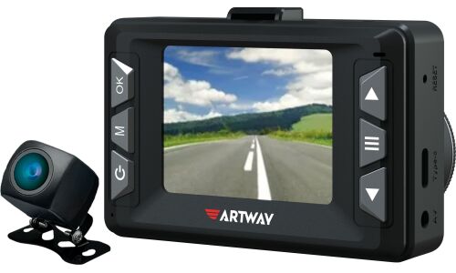 Видеорегистратор + радар-детектор ARTWAY MD-209 Signature Dual, 1920х1080, обзор 170°, экран 2.4", G-сенсор (датчик удара), 2 камеры
