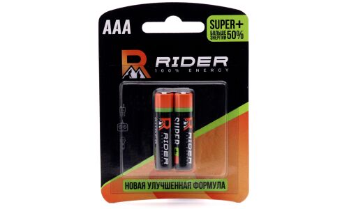 Батарейка щелочная Rider Super+ AAА (LR03), 1.5В, 2 шт, арт. LR03-2BL+/8455/8431