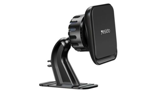 Держатель для телефона YESIDO Magnetic Holder, прямоугольный, магнитный, 2 в 1 (липучка на торпедо и прищепка на дефлектор), чёрный, арт. C110