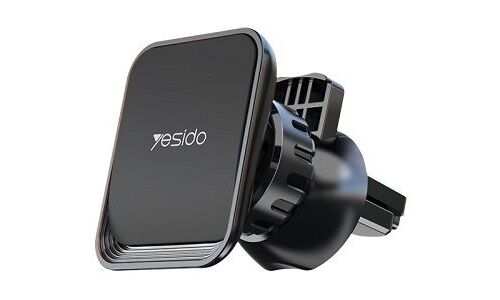 Держатель для телефона YESIDO Magnetic Holder, прямоугольный, магнитный, 2 в 1 (липучка на торпедо и прищепка на дефлектор), чёрный, арт. C110