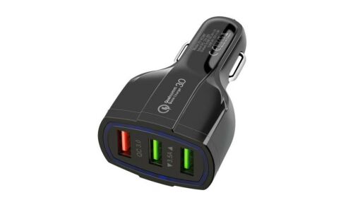 Зарядное устройство в прикуриватель USB Car Charger, 12/24В, 3хUSB (5В/3.1А, 9В/2.2А, 12В/1.8А), с функцией быстрой зарядки Quick Charge 3.0, с подсветкой, арт. TE-330 bl