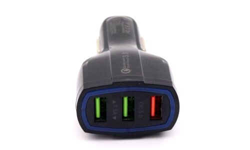 Зарядное устройство в прикуриватель USB Car Charger, 12/24В, 3хUSB (5В/3.1А, 9В/2.2А, 12В/1.8А), с функцией быстрой зарядки Quick Charge 3.0, с подсветкой, арт. TE-330 bl