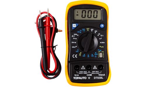 Мультиметр ТопАвто, цифровой, с подсветкой, в чехле, питание «Крона», арт. DT830L