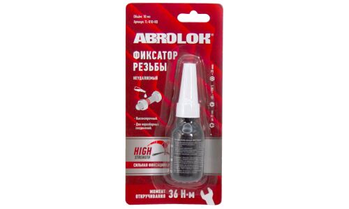 Фиксатор резьбы ABRO Masters Abrolok, неразъемный, анаэробный, красный, флакон 10мл, арт. TL-010-RD
