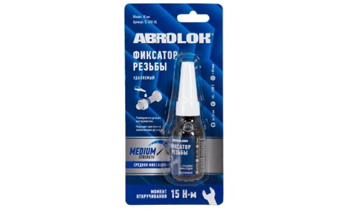 Фиксатор резьбы ABRO Masters Abrolok, разъемный, анаэробный, синий, флакон 10мл, арт. TL-010-BL
