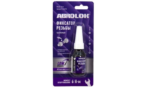 Фиксатор резьбы ABRO Masters Abrolok, разъемный, анаэробный, фиолетовый, флакон 10мл, арт. TL-010-PU