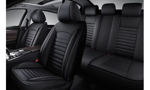 Чехлы Autopremier Meridian 5D, для переднего и заднего ряда, экокожа, закрытая спинка, карман, чёрный цвет, 11 предметов, арт. MID1000
