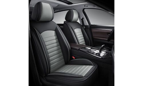 Чехлы Autopremier Meridian 5D, для переднего и заднего ряда, экокожа, закрытая спинка, карман, чёрно-серый цвет, 11 предметов, арт. MID1000