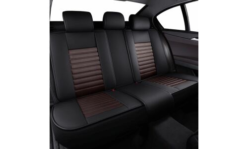 Чехлы Autopremier Meridian 5D, для переднего и заднего ряда, экокожа, закрытая спинка, карман, чёрно-коричневый цвет, 11 предметов, арт. MID1000